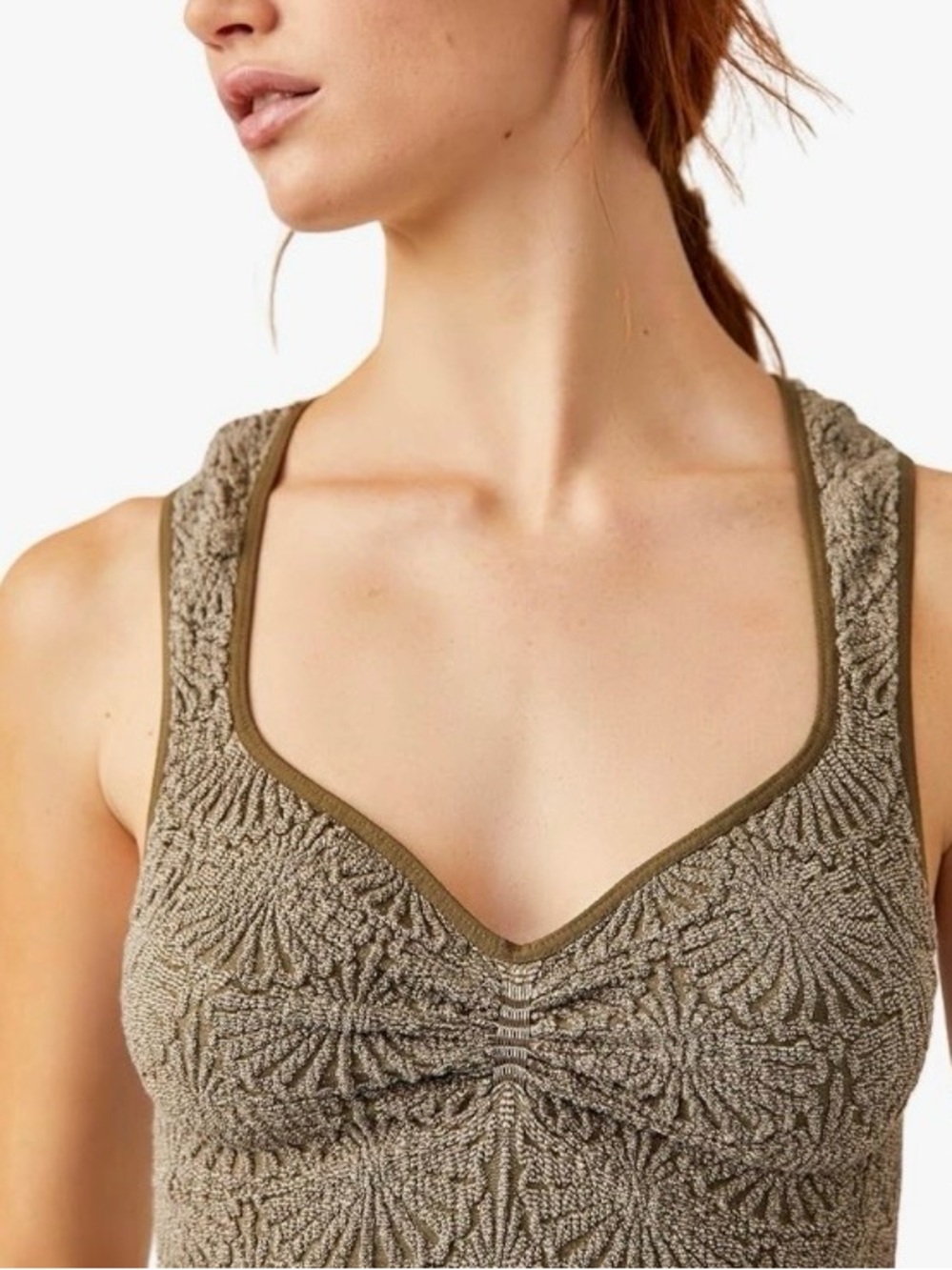 Free People Olive Textured Scoop Tank Bralette